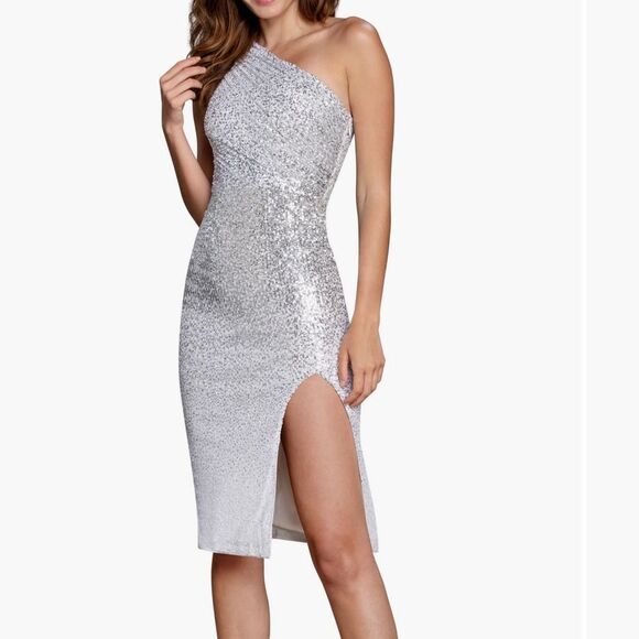 Dress the Population Palmer Sequin One Shoulder Dress Size Large NWT - Picture 1 of 5